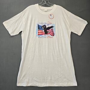 Disabled Veterans White Tee Shirt NEW Flag Eagle Graphic Print Men Size L Cotton